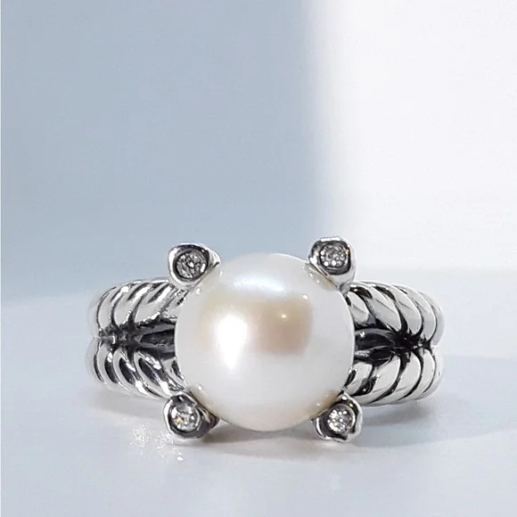 David Yurman Sterling Silver Pearl Ring - Picture 2 of 7